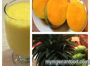 Mango, Banana in Pineapple Smoothie
