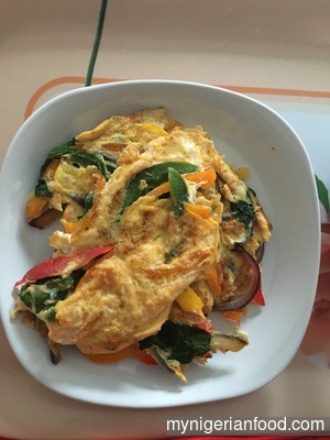 Omelette with Shredded Chicken and Spinach