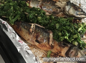 Baked Mackerel with Kale