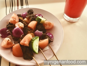 Suya and Watermelon juice