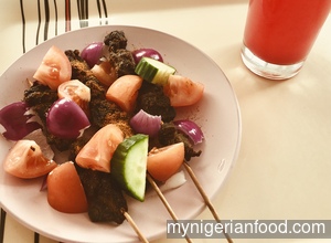 Suya and Watermelon juice
